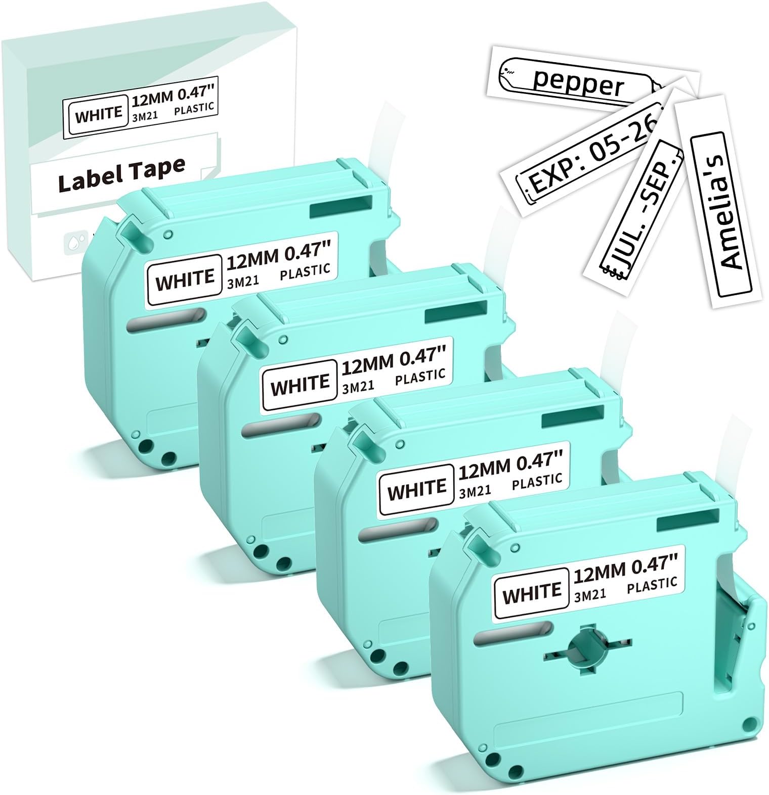 Replace for Brother M-k231s Label Tape 12mm 0.47 White, MZ Tapes for M950 | Mk231 Compatible with Brother P-touch PTM95 PT-M95 65 80 70 45, for M960 Label Maker, VolenGo 3M21 4-Pack