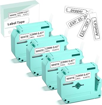 Replace for Brother M-k231s Label Tape 12mm 0.47 White, MZ Tapes for M950