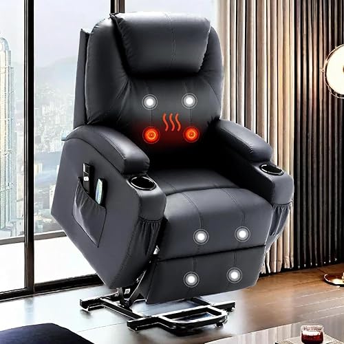 Large Genuine Leather Power Lift Recliner Chair for Elderly, Rocking