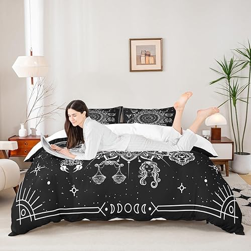 Miniatura 2 de Sun Moon - Juego de funda de edredón para niños, tamaño Queen, cielo estrellado, galaxia, planeta, trippy, decoración de habitación de niños, niñas