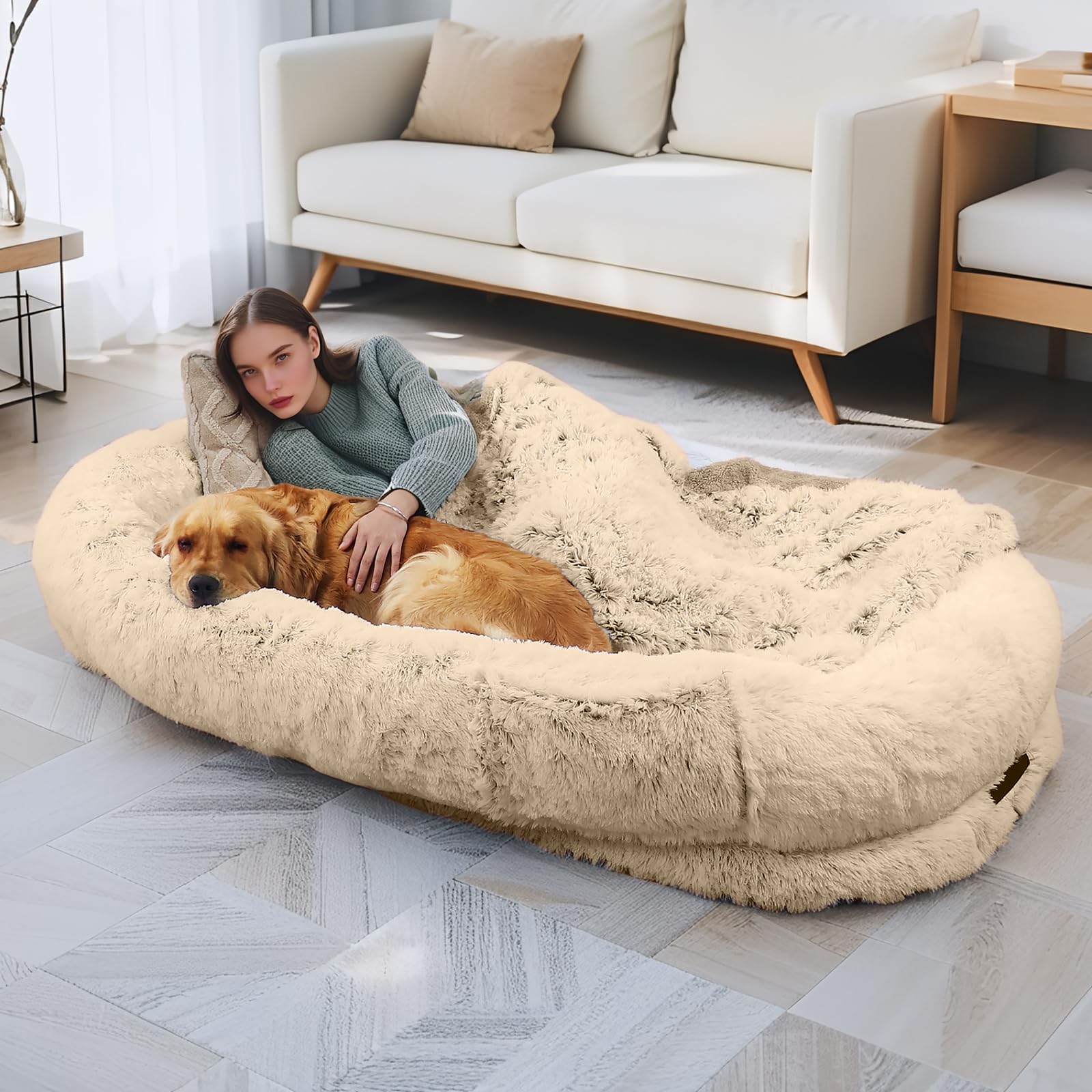 Human Dog Bed - Extra Large Dog Bed for Humans,71''x45''x12'' 、 Giant Cuddle Pillow Pet Lounger, Super Soft Plush Orthopedic Floor Cushion for Adults,