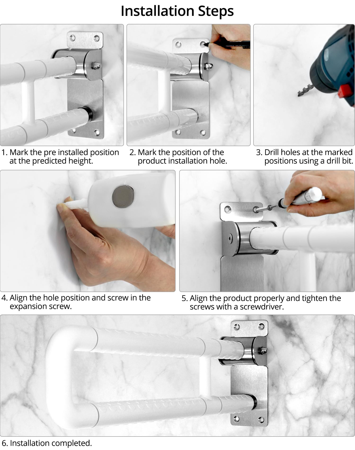 QWORK® Maniglione Bagno, maniglione doccia, pieghevole, 60 cm, acciaio inossidabile, portata 200 kg