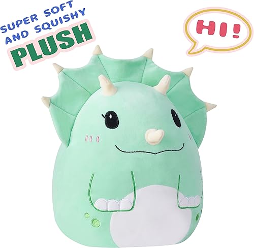 Miniatura 2 de Almohada grande de peluche de dinosaurio Triceratops de peluche, tamaño grande, lindo y suave de 15 pulgadas, peluche Kawaii de gordo, regalo para