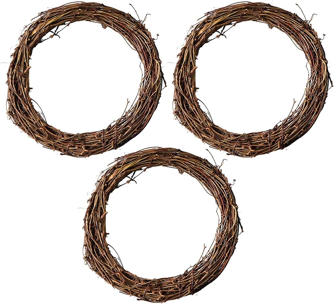 XHONG 3Pcs Natural Grapevine Wreath Diy Grapevine Wreath Craft