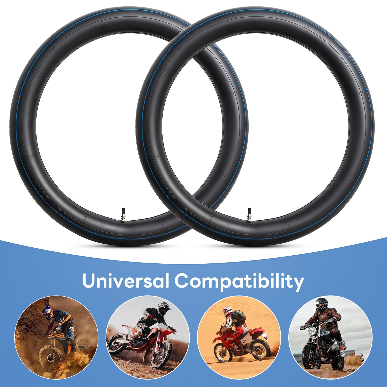 2 unidades 2,75/3,00 – 21 (80/100-21) cámaras de aire para motocicleta TR4 Dirt Bike Premium de repuesto para motocicleta de carga pesada, compatible con neumáticos delanteros y traseros de