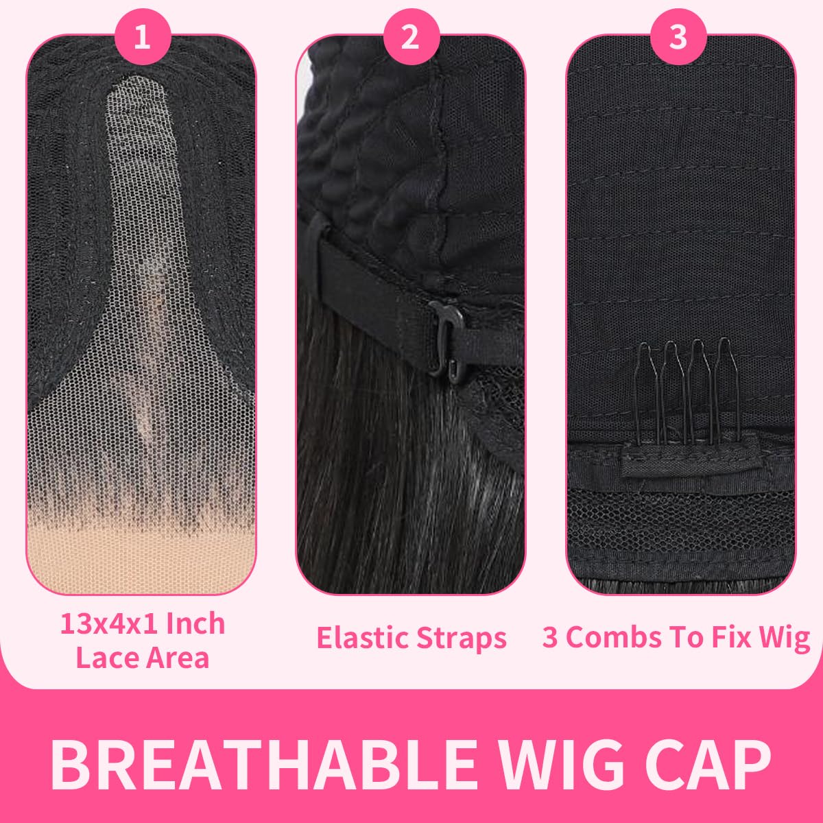 Synthetic Lace Front Wig 13X4X1 Inch Lace Front Wig 24 Inch Cheap Straight Lace Front Wigs Synthetic Wigs For Black Women Pre-Plucked Cheap Wigs Dark Brown/Pink