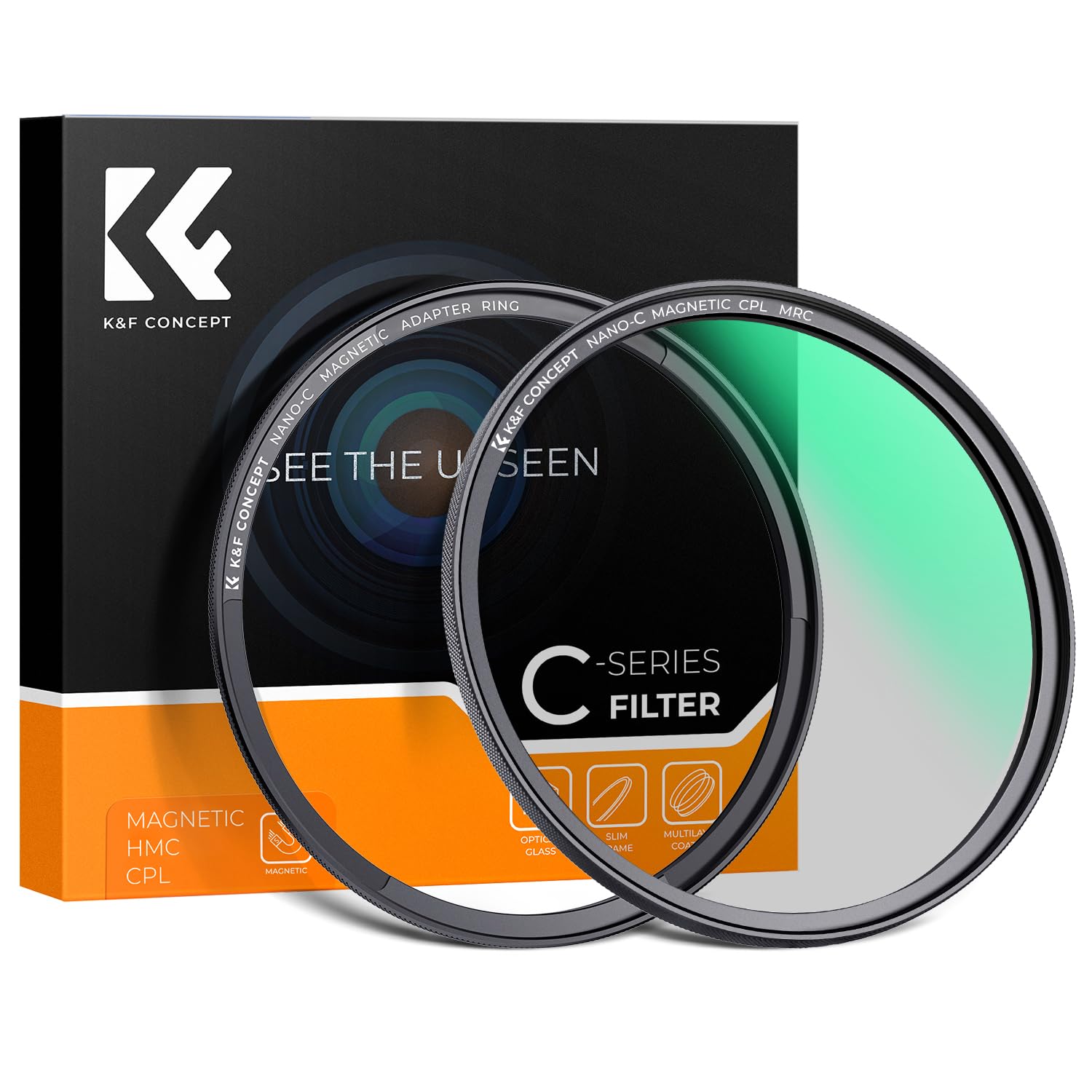 K&F Concept Nano-C Series magnetyczny filtr polaryzacyjny kołowy + magnetyczny zestaw pierścieni podstawowych z 18 wielowarstwowymi powłokami, szkło optyczne, ultracienki, polaryzacyjny filtr