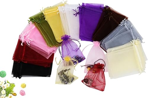 Miniatura 73 de Wudygirl 100 bolsas de organza gris transparente de 5 x 7 pulgadas con cordón transparente, bolsas de joyería para fiestas, bodas, vacaciones