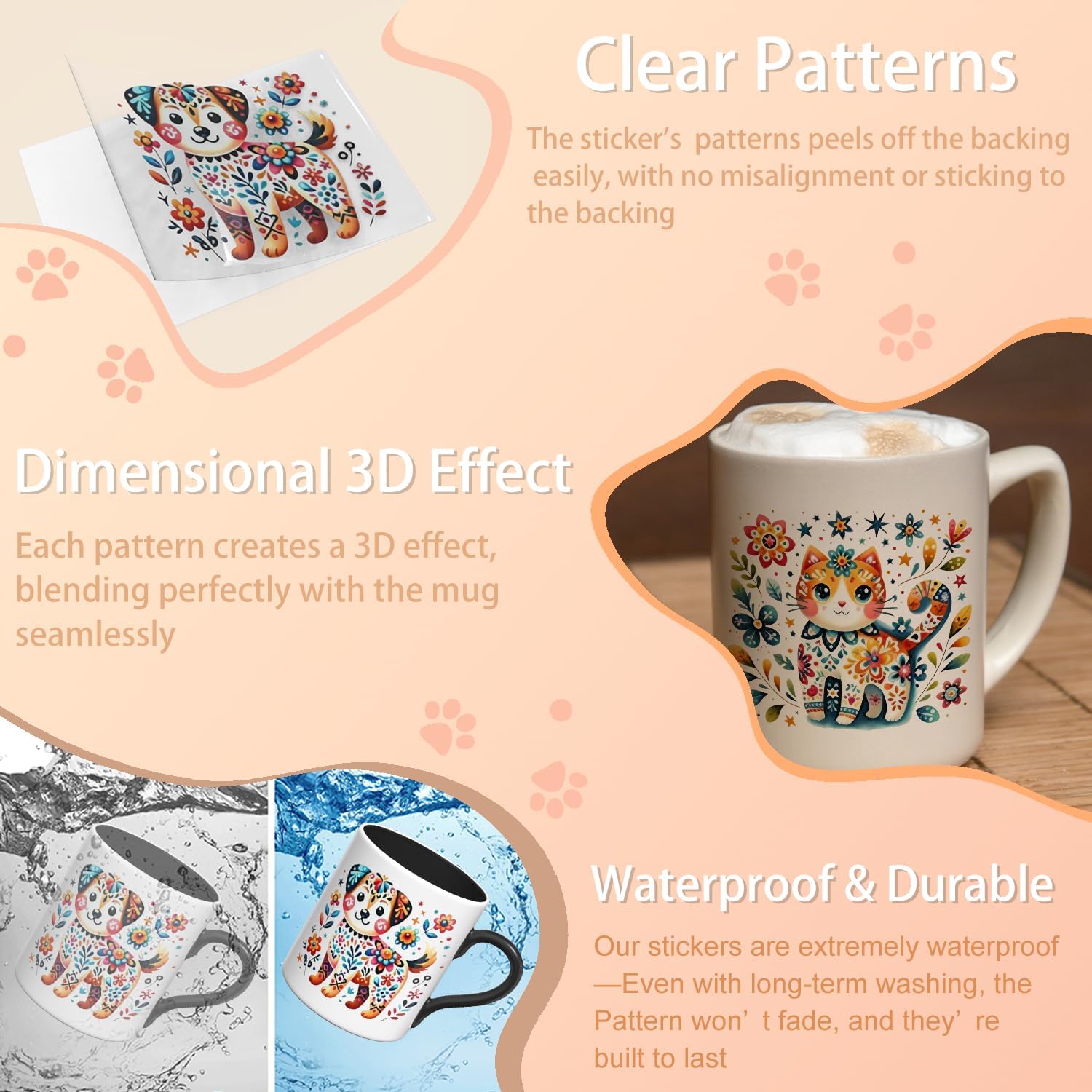 24 PCS Folk Art Animal uv dtf Stickers image 5