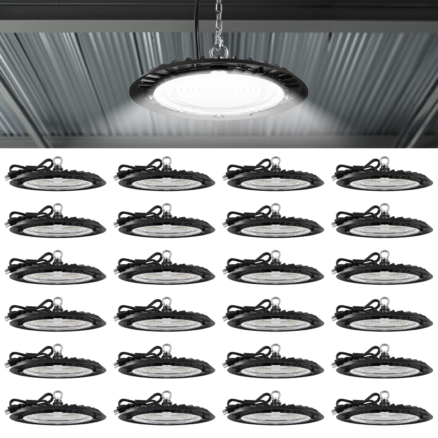 Sunco 24 Pack UFO LED High Bay Light 150W 19500 Lumens 6000k Ultra Bright Commercial Shop Lights for