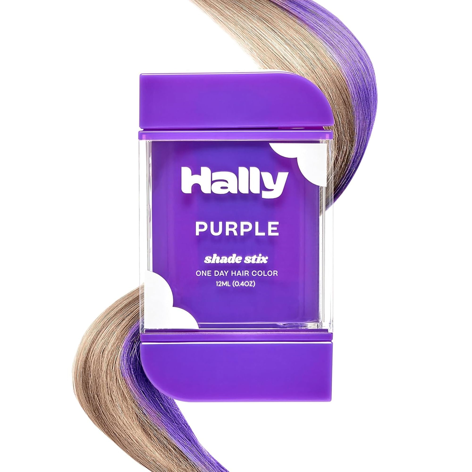 Hally Hair Temporary Hair Color, Shade Stix (Purple) - Halloween Hair Makeup Accessories for Kids, Teens & Adults - 12 ml Washable Hair Chalk & Dye for Festivals, Sporting Events & Parties