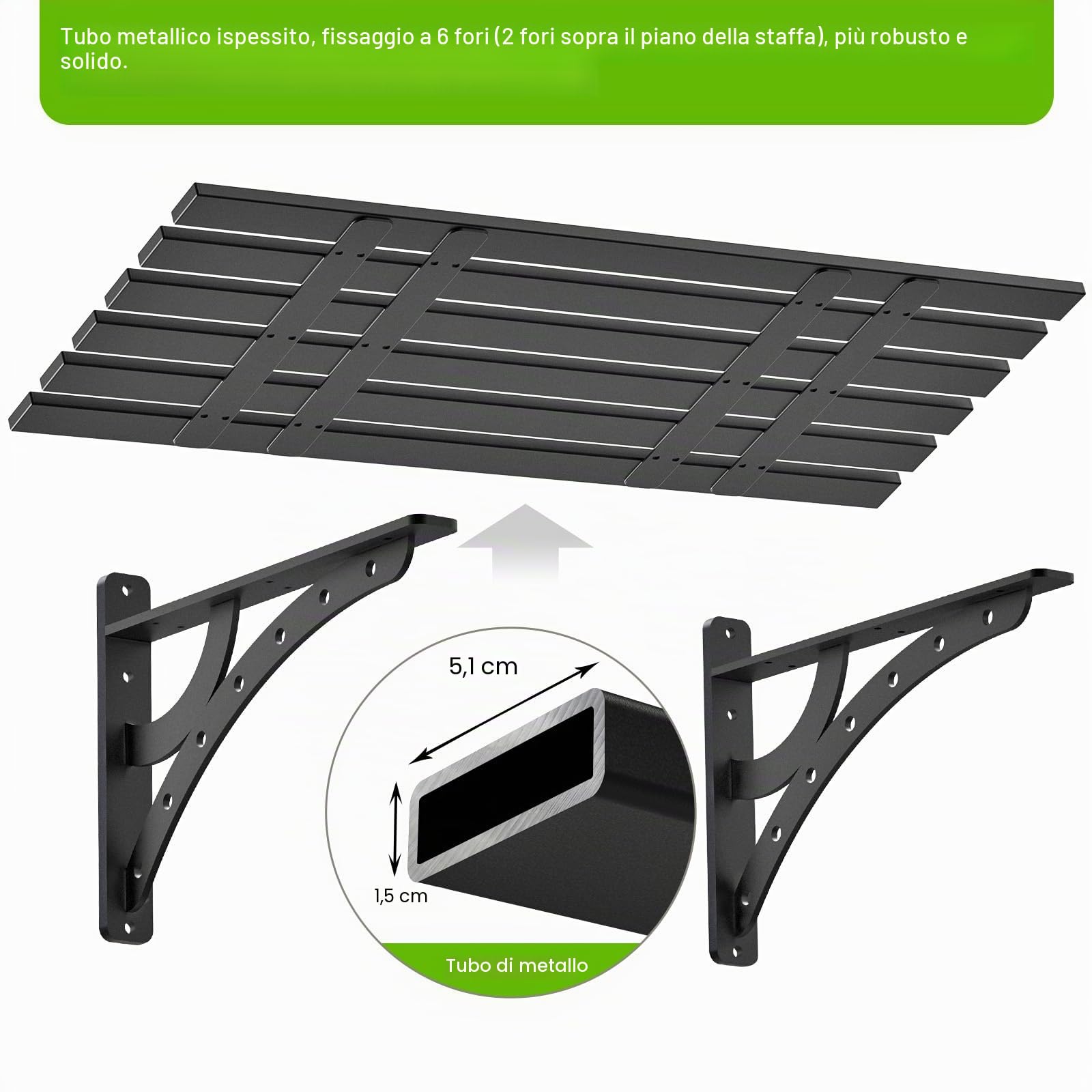 BeneLabel Confezione da 2 Mensole da Garage, Resistenti Mensole per Attrezzi da Parete, Robuste Staffe Galleggianti in Metallo con Ganci per Cucina/Ripostiglio/Capannone Degli Attrezzi, 96 x 40 cm