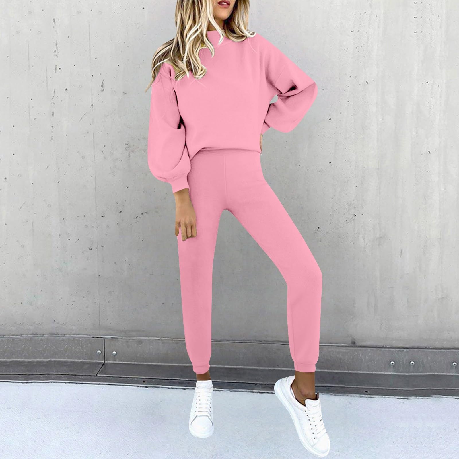 Tuta Donna Casual 2 Pezzi Completi Palestra Manica Lunga Girocollo Completo Sportiva Tuta Da Ginnastica Casual Set Top E Pantaloni a Gamba Larga Tute Per Jogging Fitness Yoga Da Casa Autunno