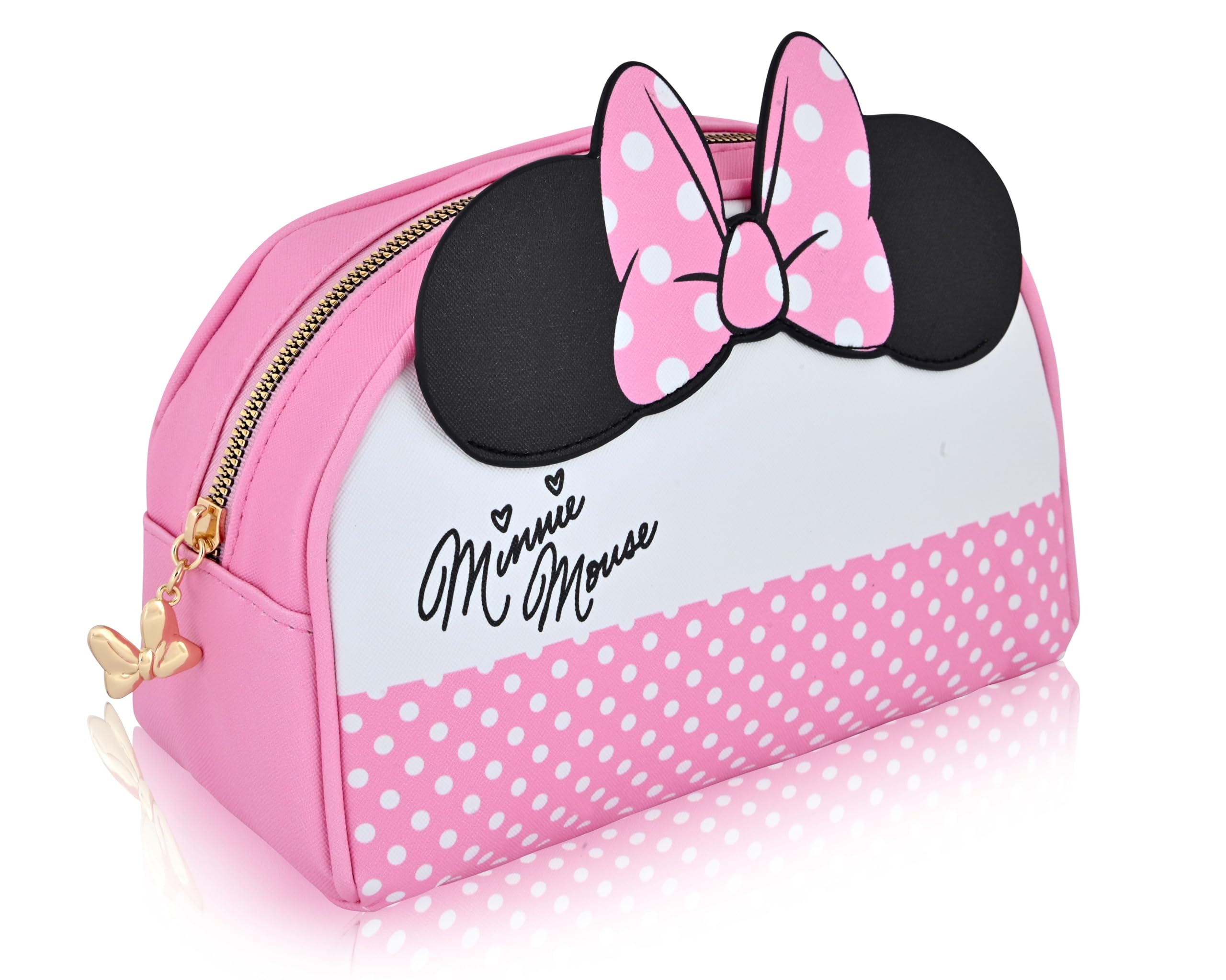 Disney Minnie Mouse Makeup Bag for Women | Minnie Mouse PU Leather Travel Toiletry Bag for Women | Make Up Travel Bag Cosmetic Bag Makeup Pouch