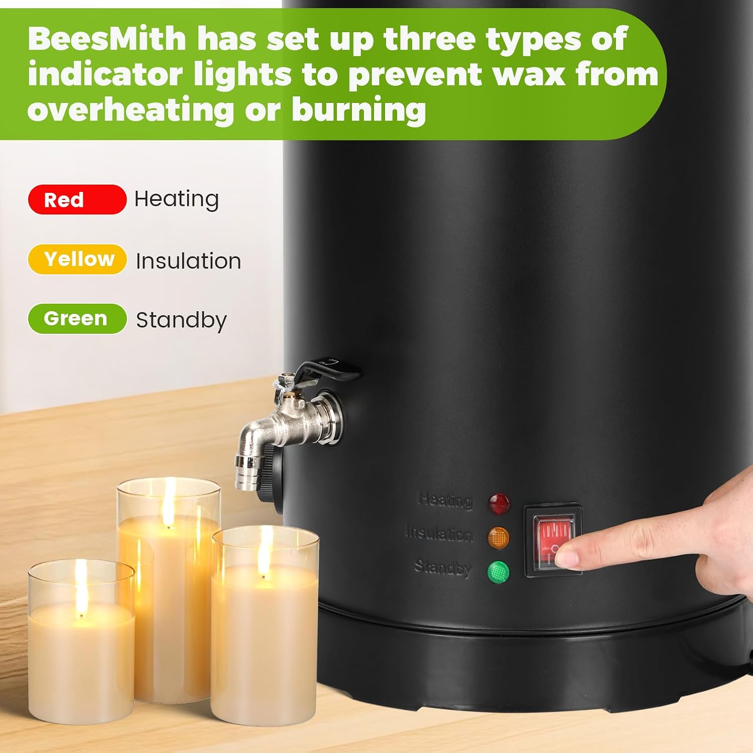 30lb Commercial Wax Melter with Knob Temperature Control - Electric Candle Making Wax Pot for Soy, Beeswax, Coconut Wax - Fast Pour Spout, No Clog, Large Capacity for Home & Business Use