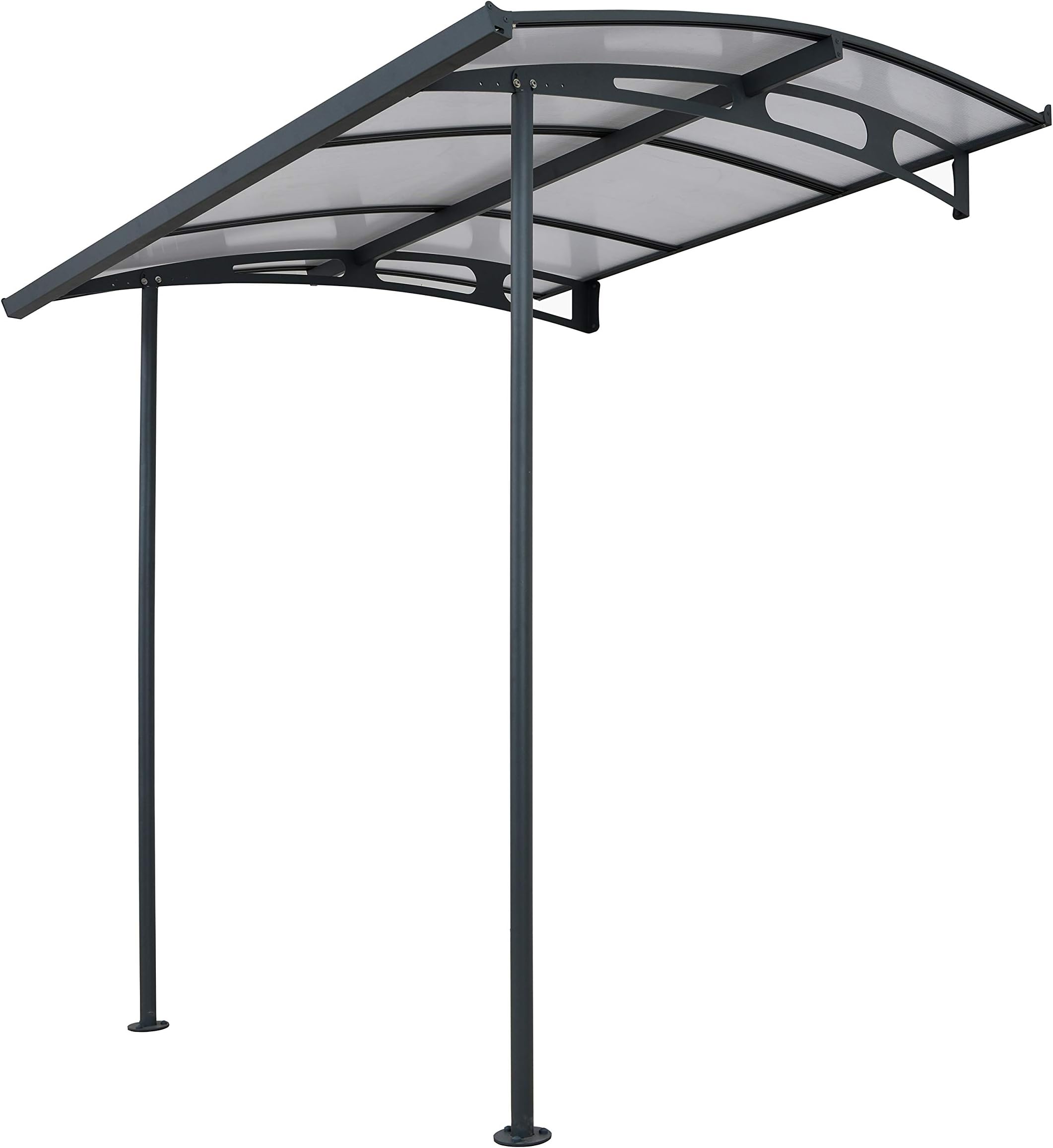 Canopia Vega 2000-7' x 7' Window & Door Awning for Door Entrance, High-End Polycarbonate Patio Canopy with Clear Panels, UV Protection, Modern Gray Metal Frame, Weather Resistant Overhang