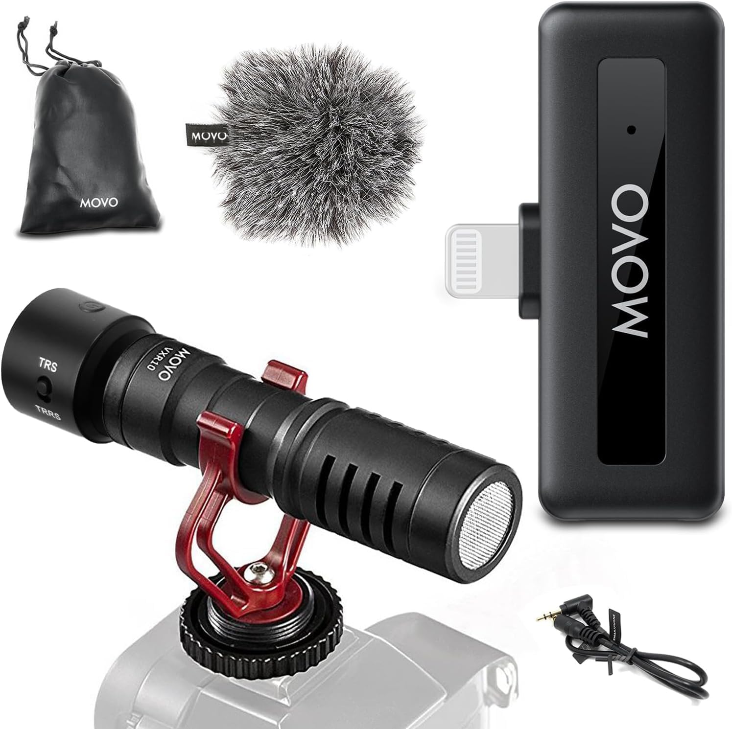 Movo VXR10 Shotgun Mic with WM-VXR10 Wireless Adapter for Lightning Compatible Devices