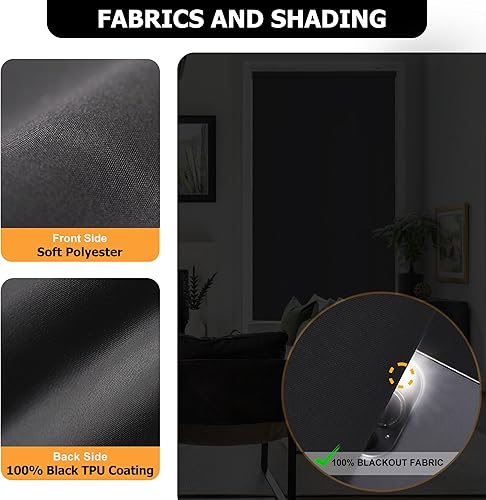 Miniatura 3 de LazBlinds 100 % opacas de repuesto de tela enrollable (solo tela), tela de protección UV con aislamiento térmico para persianas enrollables con