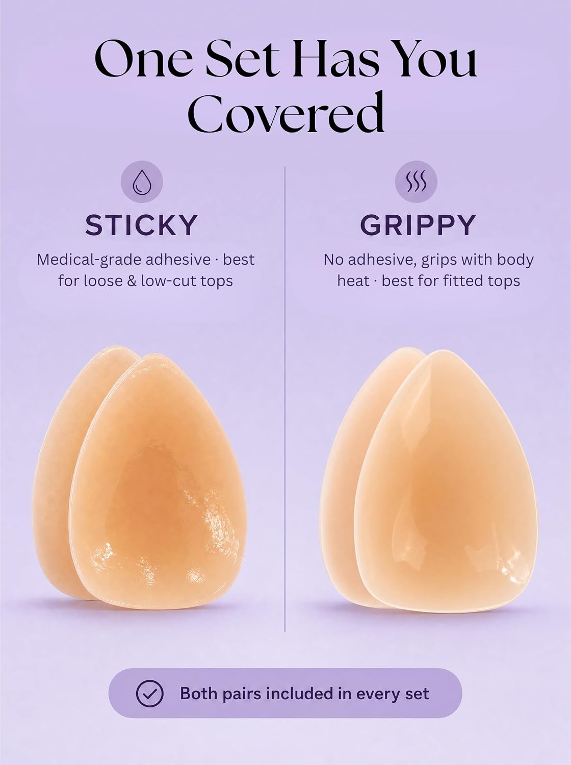 love & nuuna Triangle Adhesive & Non-Adhesive Nipple Cover Set - Sticky & Grippy Nipple Cakes - Reusable & Waterproof Pasties image 2