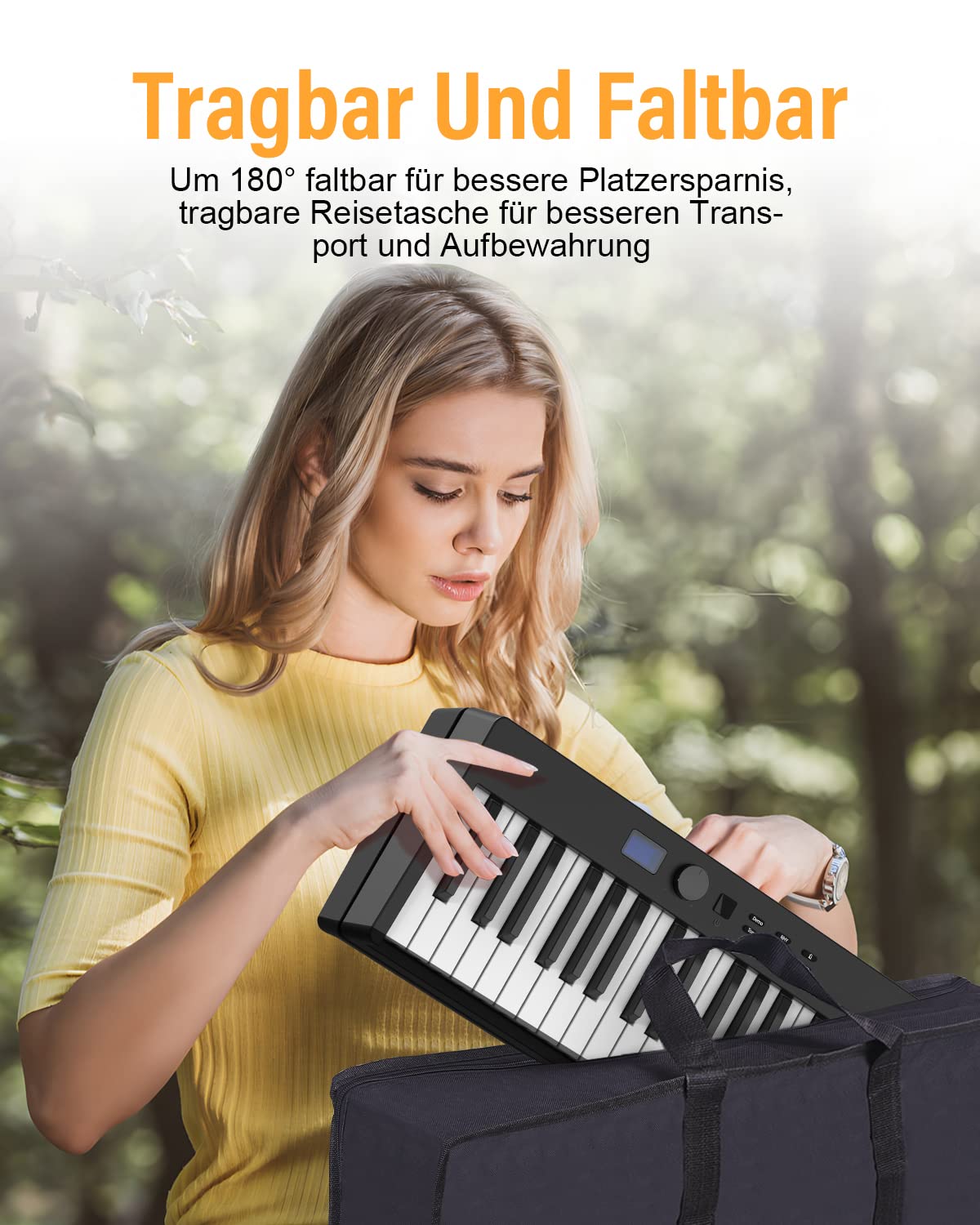 Faltbares Klavier mit 88 Tasten Piano Full Size Semi Weighted, Faltbares Klaviertastatur mit MIDI Bluetooth, Klaviertasche, Piano Keyboard für Anfänger Geschenk
