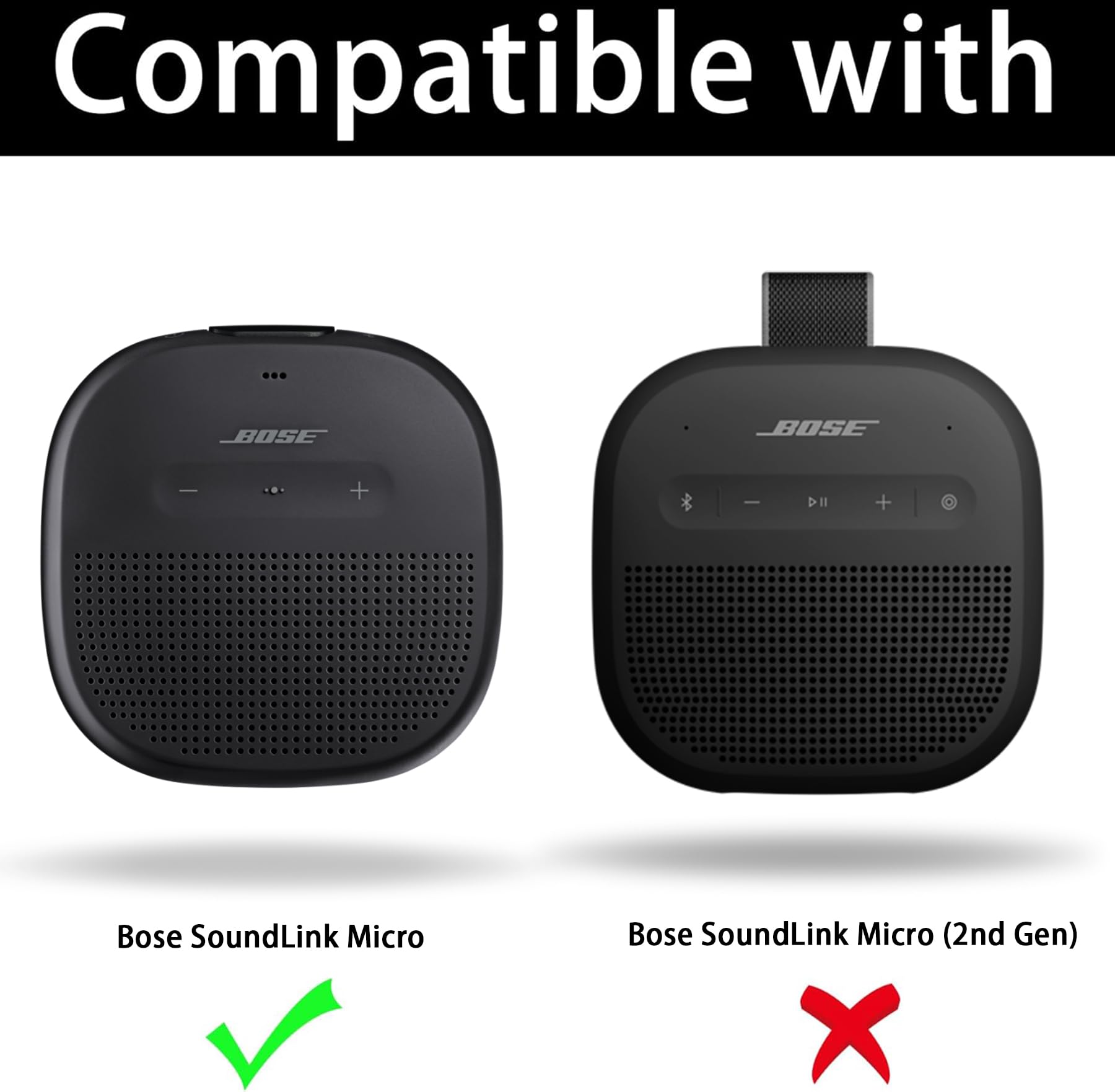Subtel Custodia Rigida Per Bose SoundLink Micro – Borsa Protettiva Con Gancio E Cerniera – Antigraffio, Anticolpo Per Cassa Bluetooth, Nero - 6