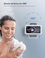 Vista 2 de Lamicall Soporte impermeable para teléfono de ducha, giratorio de 480°, retráctil, ajustable, soporte para iPhone para baño, soporte de pared