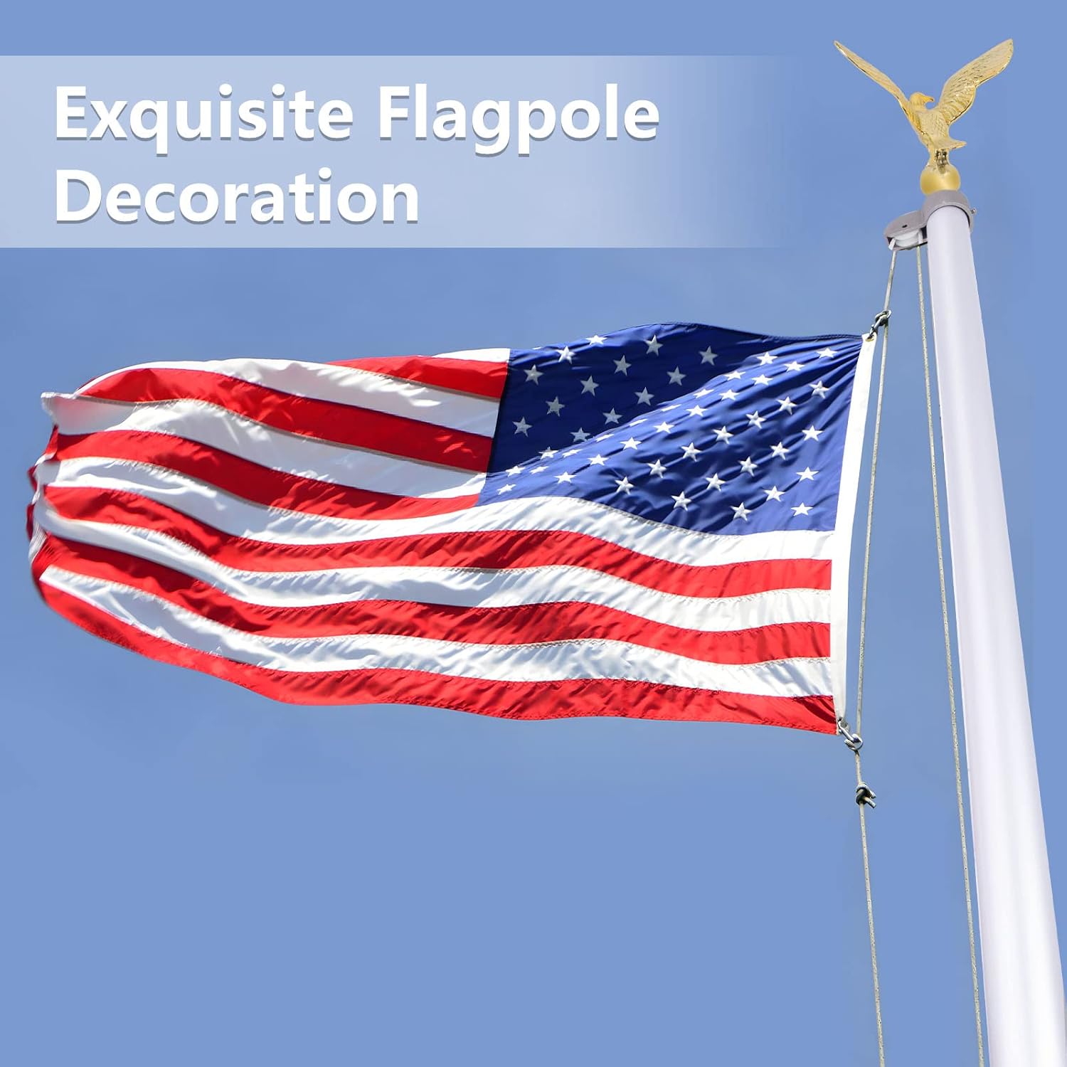 Eagle Flag Pole Ball Topper Ornament - Aluminum Alloy Eagle Finial-1/2-13UNC Threading Fit 20/25/30Ft Telescoping/Sectional Flagpoles Outside House - Image 6