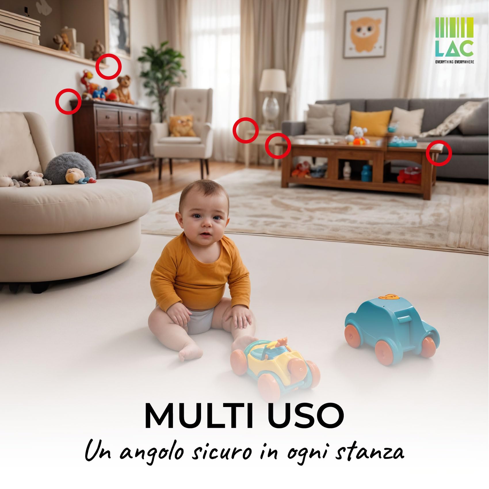 LAC Paraspigoli per Bambini Angolari in Gomma Trasparenti 20 Pezzi - Copri Angoli per Bambini - Para Spigoli per Mobili, Tavolo, Letto - Sicurezza Casa