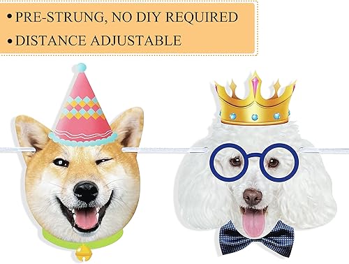 Miniatura 3 de Uniwish Suministros de fiesta de cumpleaños con temática de perro para niños y niñas, guirnalda de pancartas, decoraciones de fiesta de cachorros y