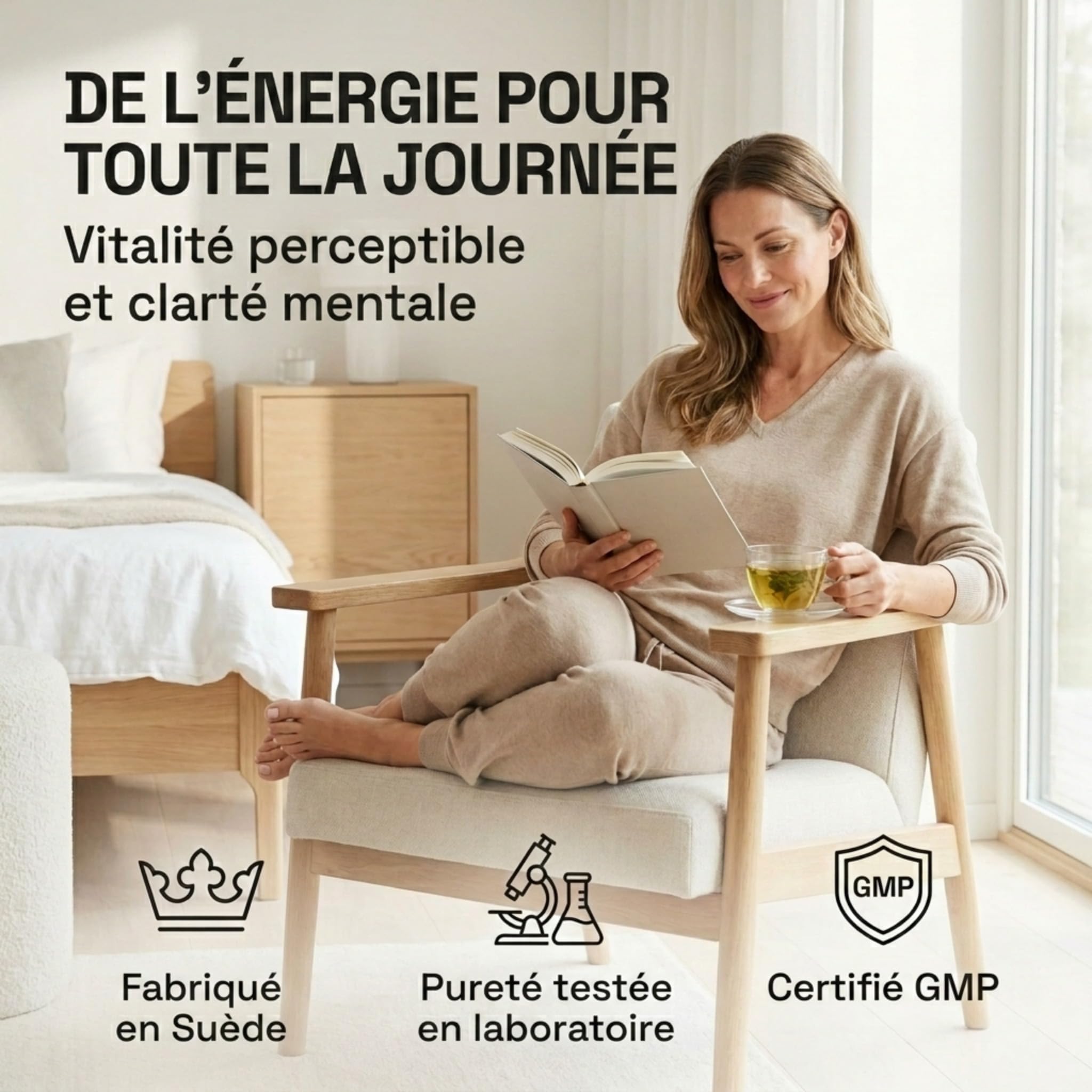 NAD+ Complexe Premium avec Resvératrol & Coenzyme Q10-425mg Formule Anti-Âge - Soutien Cellulaire & Énergie - Végan, Testé en Laboratoire - 60 Gélules - Fabriqué en Suède