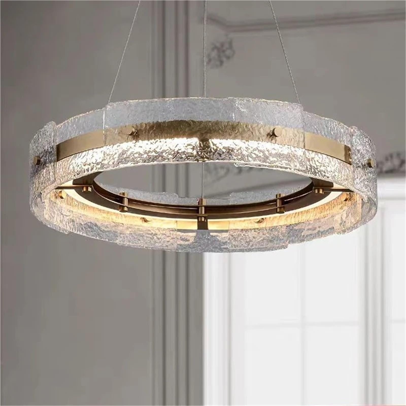 Nordic LED Pendant Light Transparent Glass Ring Chandelier