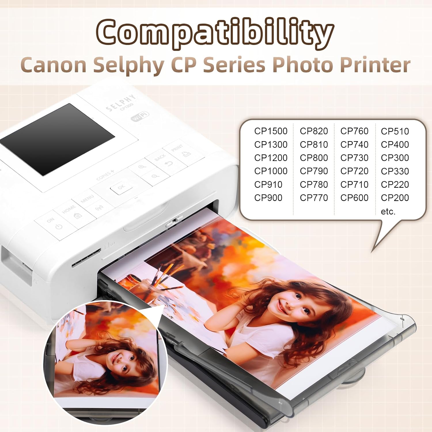 Compatible for Canon Selphy CP1500 CP1300 Ink and Paper KP-108IN Color Set for Selphy CP1200 CP910 CP900 CP760 CP780 CP800, 3 Color Ink Cassette and 108 Sheets 4x6 Photo Paper