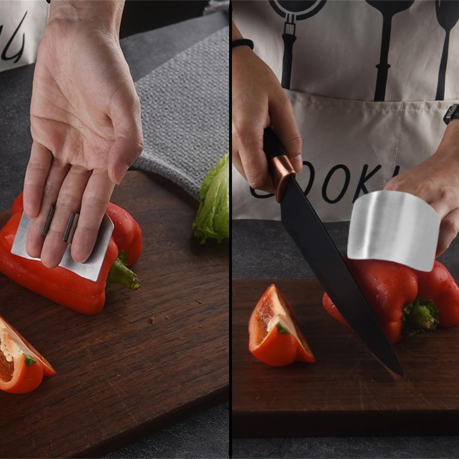 Protectores De Dedos De Acero Inoxidable - 2 Unidades Para Cortar Seguro En Cocina