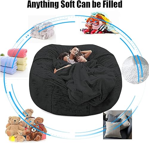 Miniatura 7 de Funda para puf gigante de 7 pies, (sin relleno, solo funda), ultra suave, para adultos, grande, redondo, suave, esponjoso, sintético, funda para