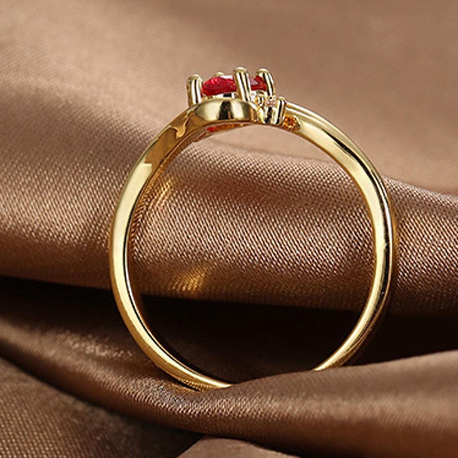 Anillo de plata auténtica para mujer de oro amarillo de 9 K/14 K/18 K, anillo de boda solitario con rubí de 0,5 ct