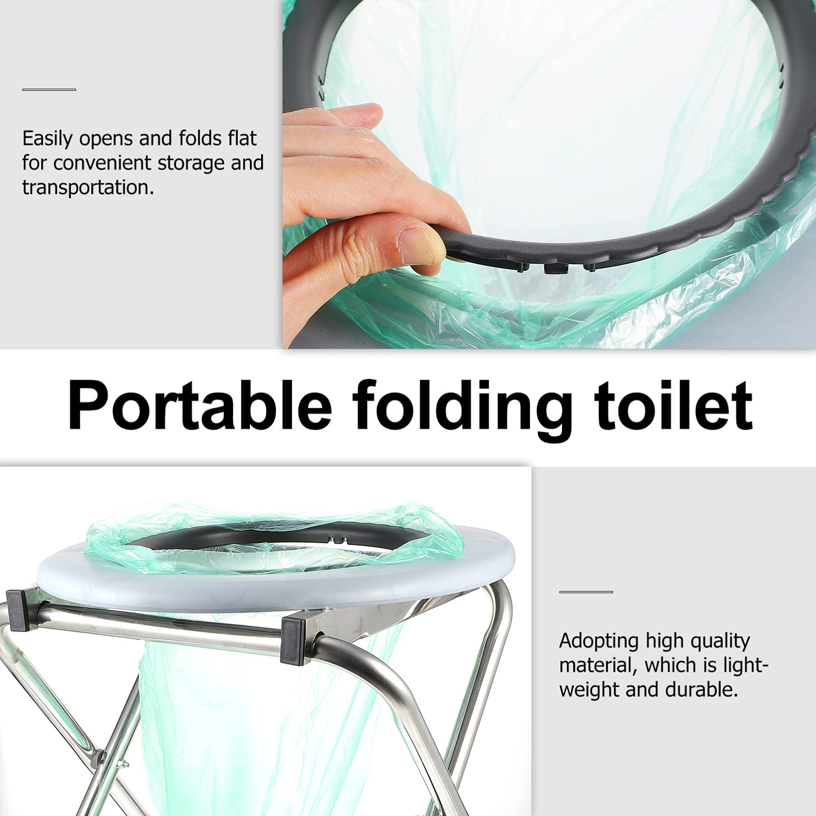 WINOMO Silla de Inodoro portátil de Camping Plegable de la mesita de Noche de Viaje, Camping, Escalada, Pesca compañero Silla al Aire Porta Orinal para Adultos