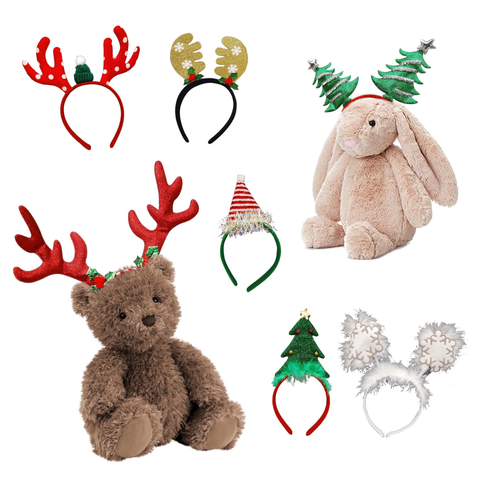 CHENGZI Cartoon Hair Band Festival Fabric Art Cartoon Snowflake Deer Horn Christmas Decoration Hair Band Accessories Hair Ring Hair Clip (A Christmas tree style) - Image 2