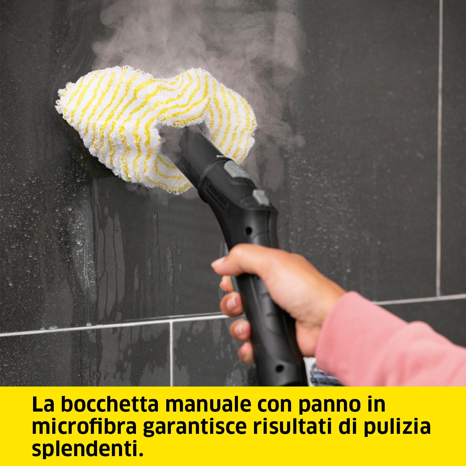 KÄRCHER Pulitore a Vapore SC 4 EasyFix, Pronto in 4 min. 2000 W, Serbatoio estraibile 1,3 litri, Area 100m², Include Kit pavimenti, Bocchetta Manuale e Panno, Spazzola, Bocchetta fessure