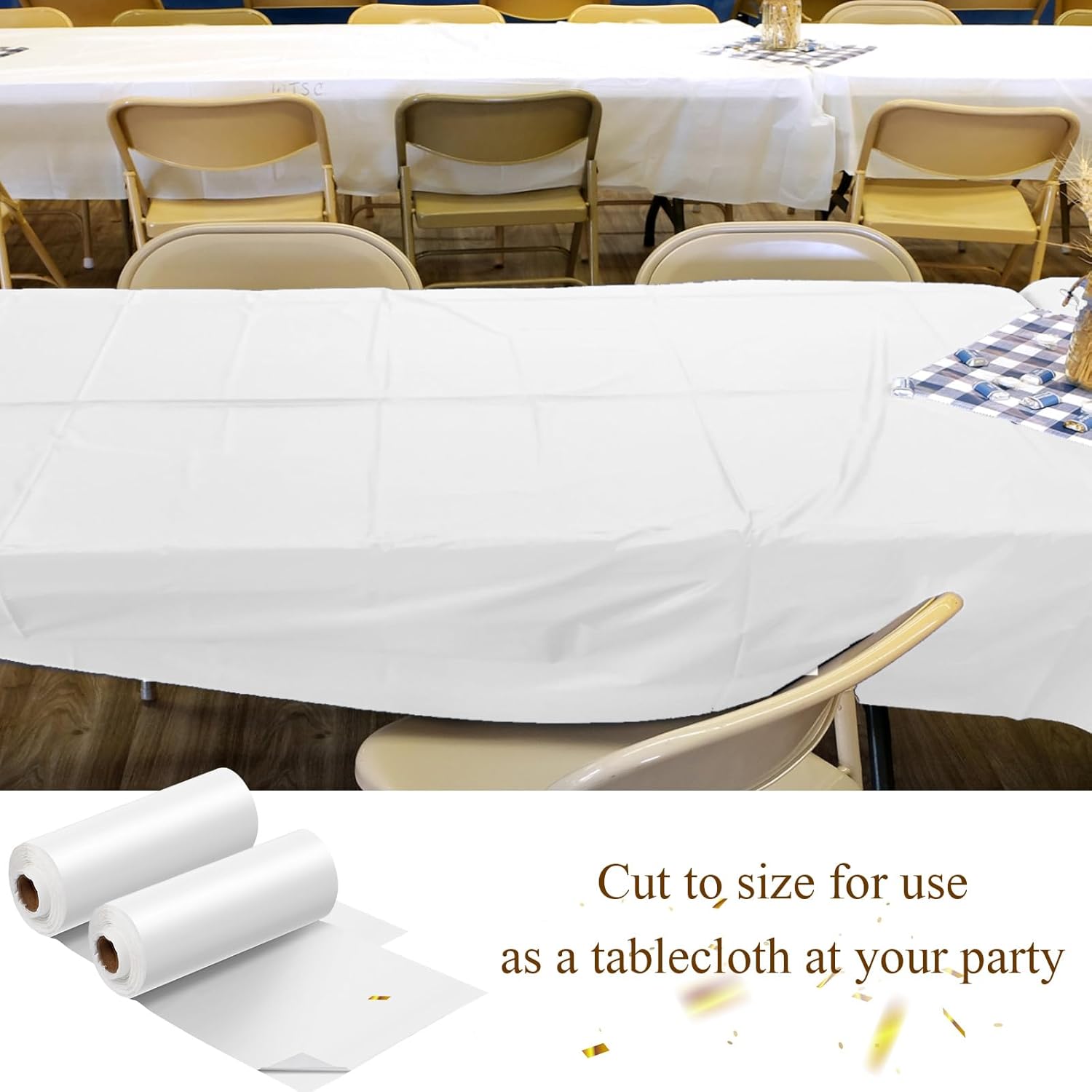 Moukeren 2 Roll 40'' x 100' Circus Tablecloth Roll Plastic Tablecloth Disposable DIY Carnival Tent Party Supplies for Big Top Tent Backdrop Curtains Ceiling Wall Drapes (White)
