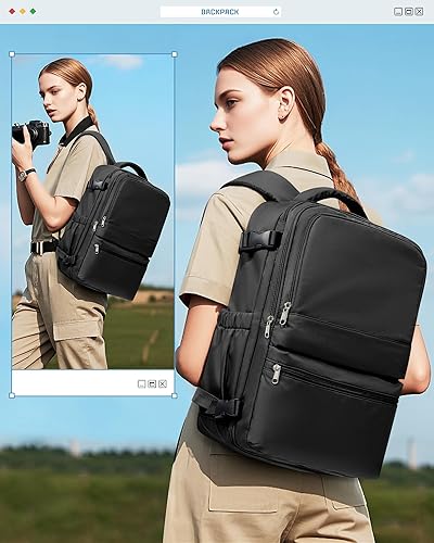 Miniatura 10 de CADOLIM Mochila de viaje grande para llevar en el vuelo aprobado mochila para mochilas de viaje Mochila impermeable para artículos personales