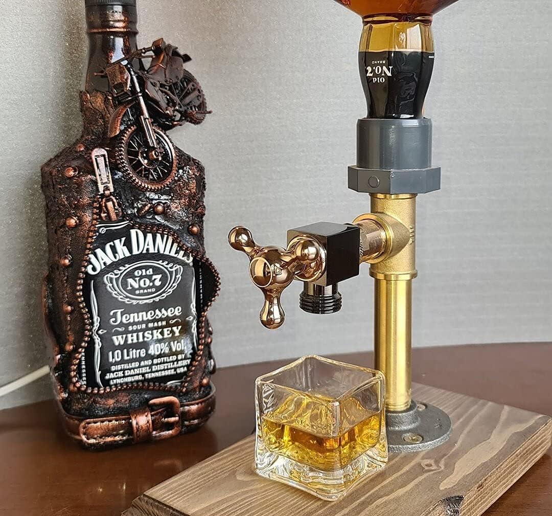 Wooden Liquor Dispenser for Home Bar, Fathers Day Faucet