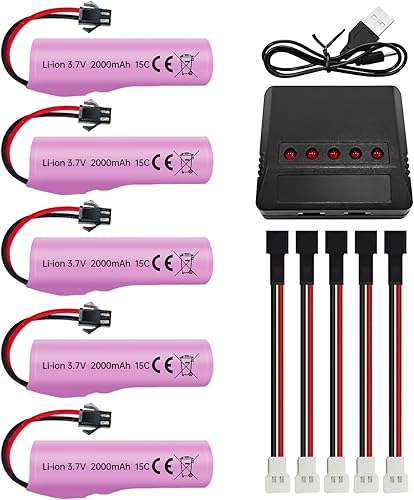 Fytoo 5 unids 3.7 V 2000 mAh SM-2P enchufe batería de iones de litio con cargador 5 en 1 para DE68 DE44 DE45W DE45 DE58 DE49 DE57 DE70 vehículo