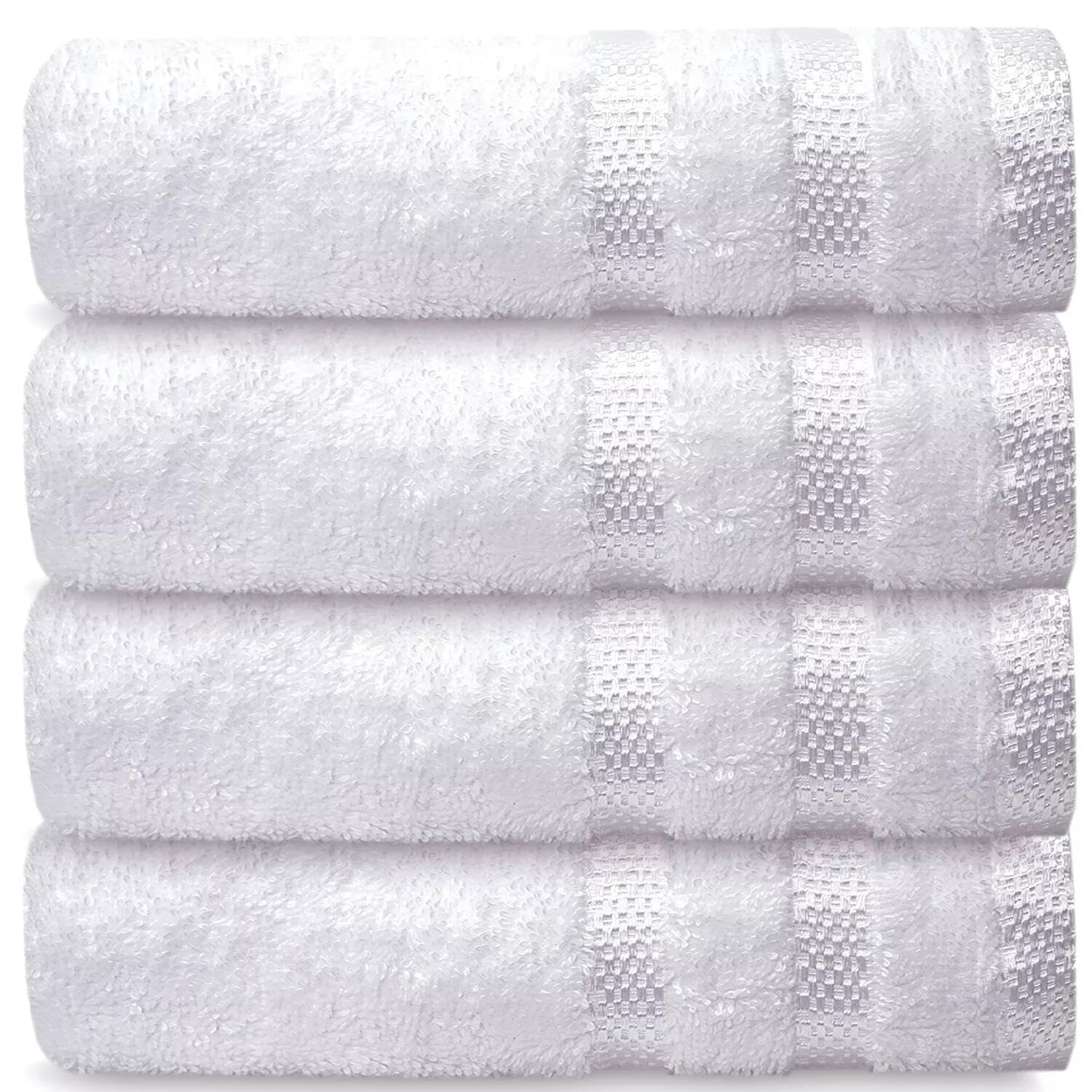 VISION TEXTILES Premium 4-Piece 100% Cotton Hand Towel Set – Ultra-Soft, Quick-Dry & Highly Absorbent – Multiple Colour Options for Bathroom & Kitchen (White)