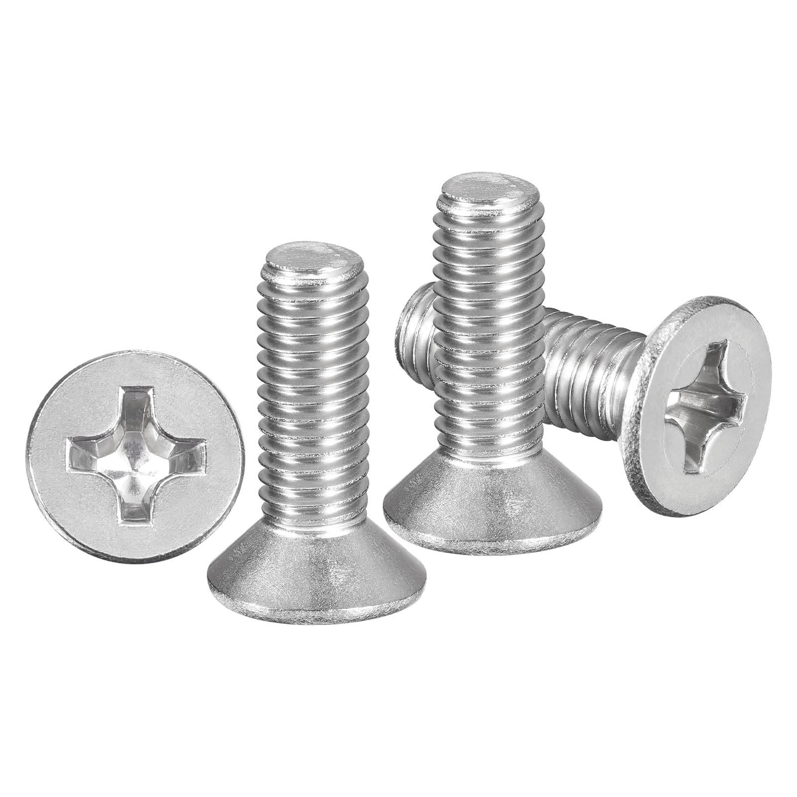 METALLIXITY Phillips Flat Head Machine Screws Bolts (M8-1.25x25) 15Pcs, Stainless Steel 304 Countersunk Cross Screws - for Household Indoor Maintenance Installment DIY, Silver