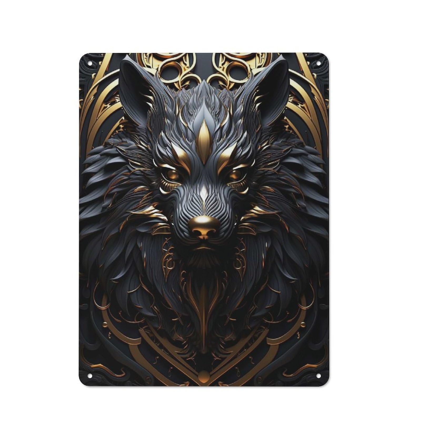 Vintage Elegant Golden Legend Wolf Tin Sign 40x30cm, Shed Wall Plaque for Garage, Workshop, Shed Or Utility Room