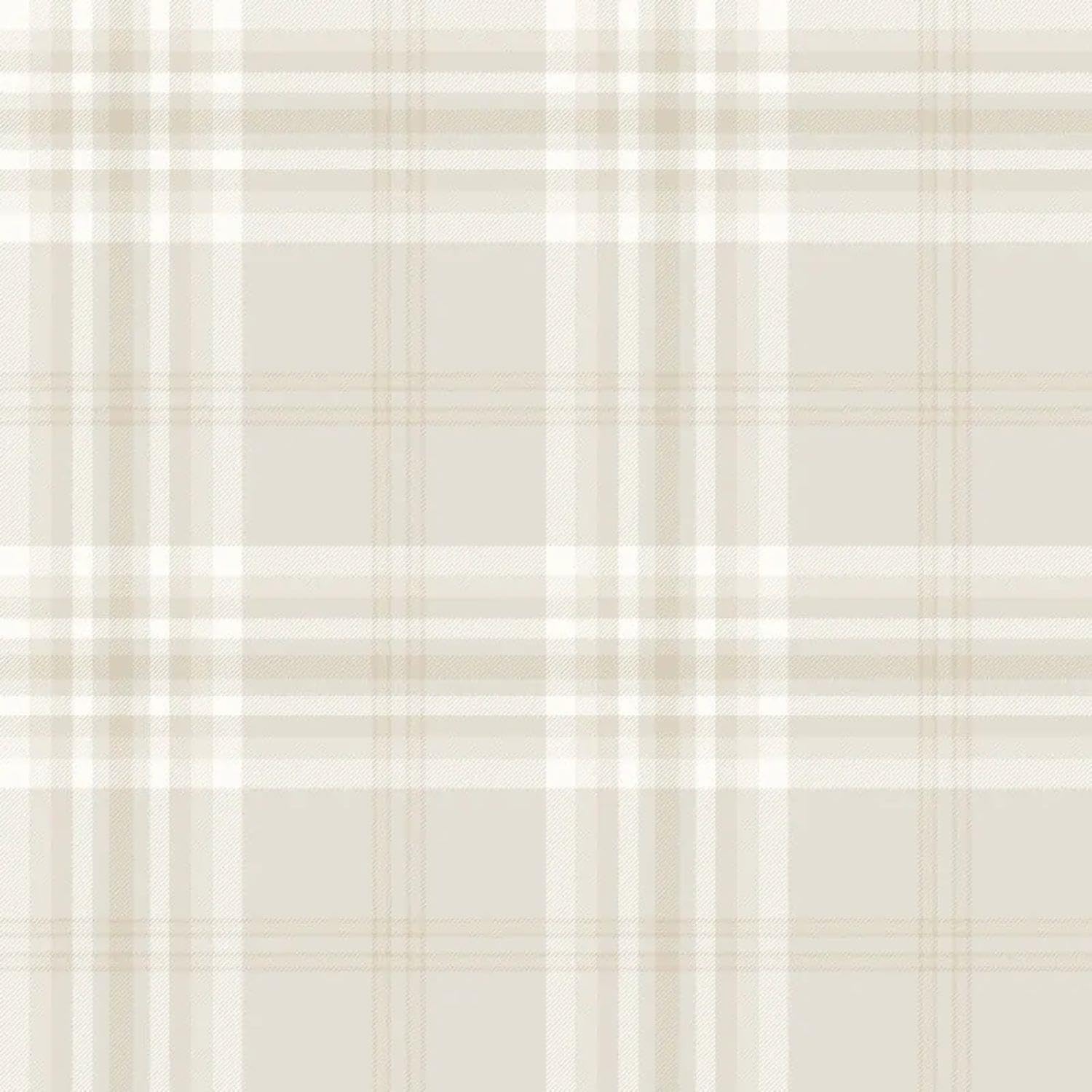 Yöl Cream/Beige Kelso Check Wallpaper - Check Grid Like Pattern - Classic Timeless Design - Contemporary Versatile - Paste The Paper