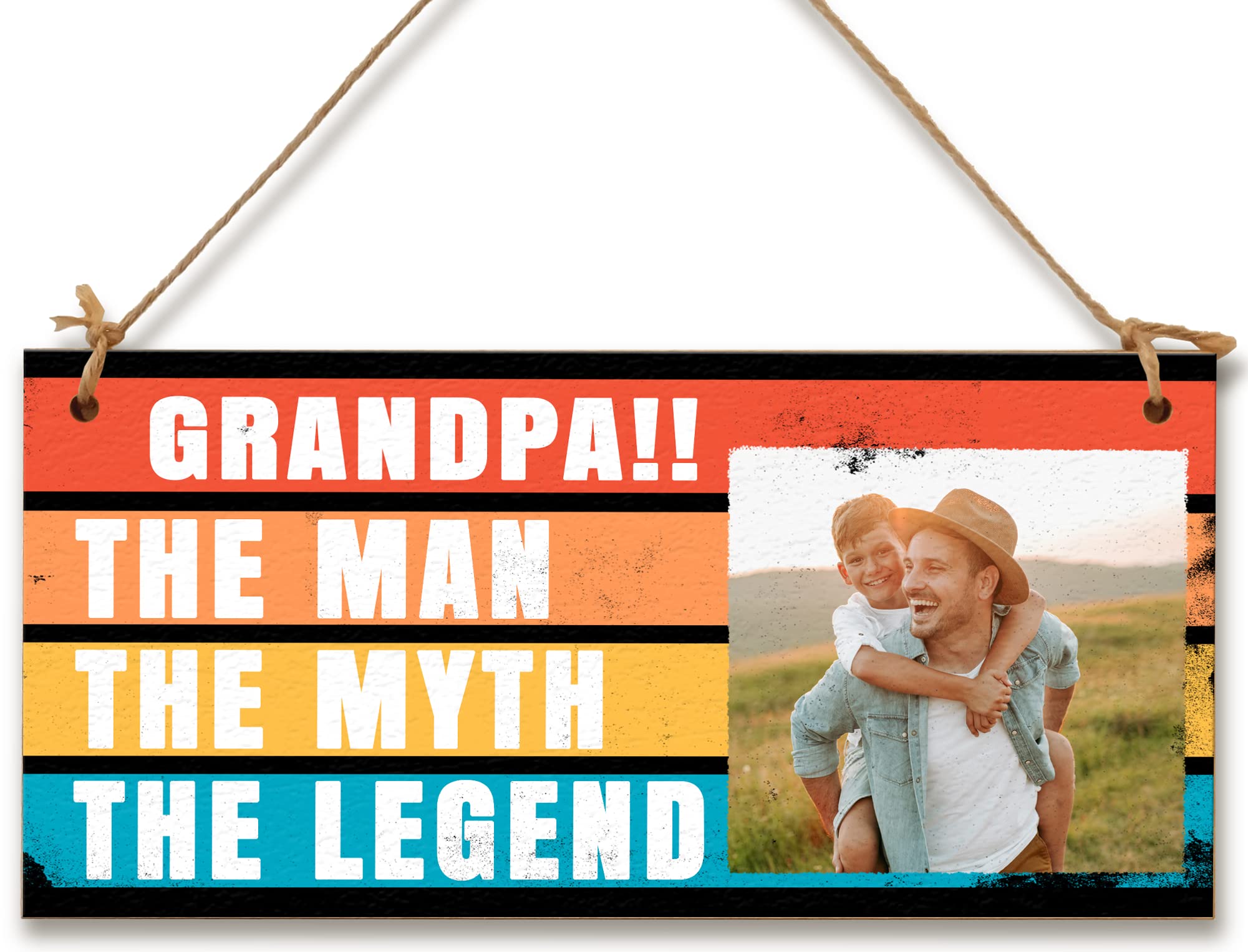 The Plum Penguin Multicolour Personalised Wooden Plaque With Photo Grandpa The Myth The Legend Gift For Daddy Grandad Door Sign Hanging Man Cave Shed