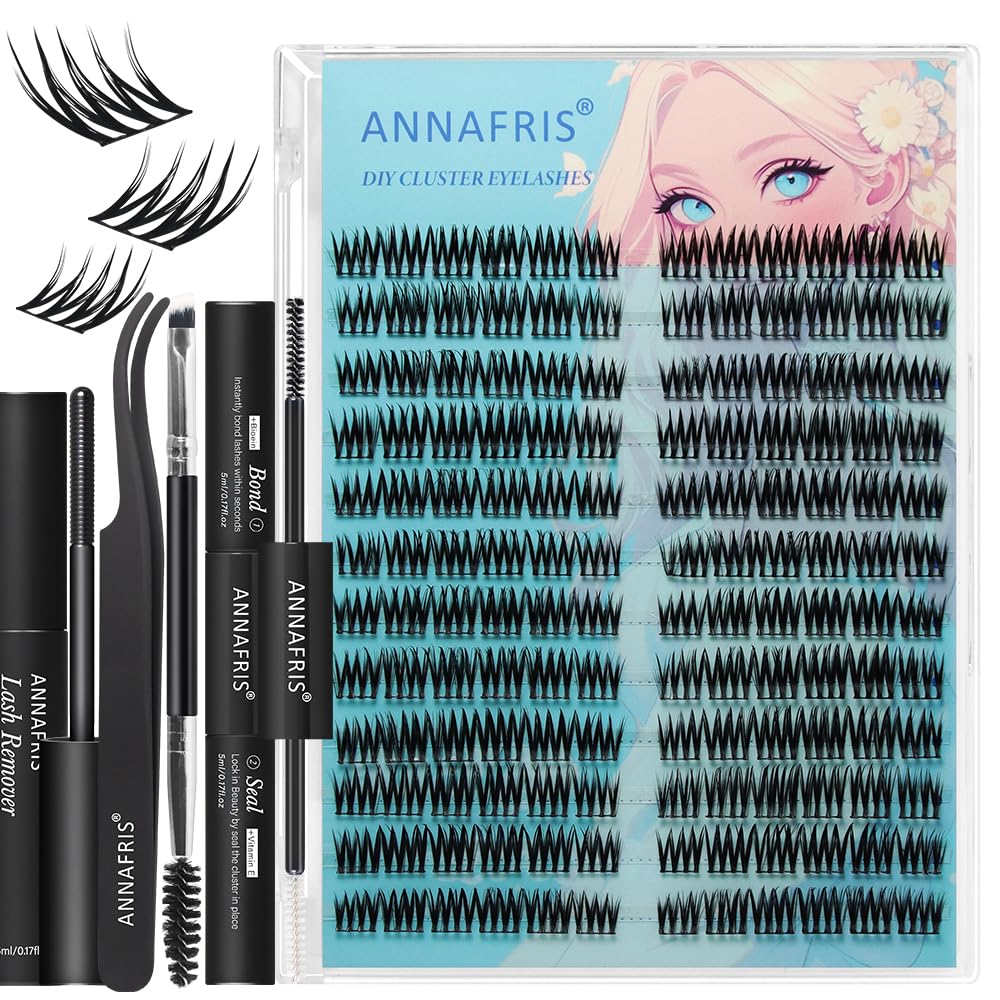 ANNAFRIS Ciglia Finte Ciuffetti Kit Naturali DIY Extension Ciglia Cluster Lashes con Pinze e Colla(FS,T05)