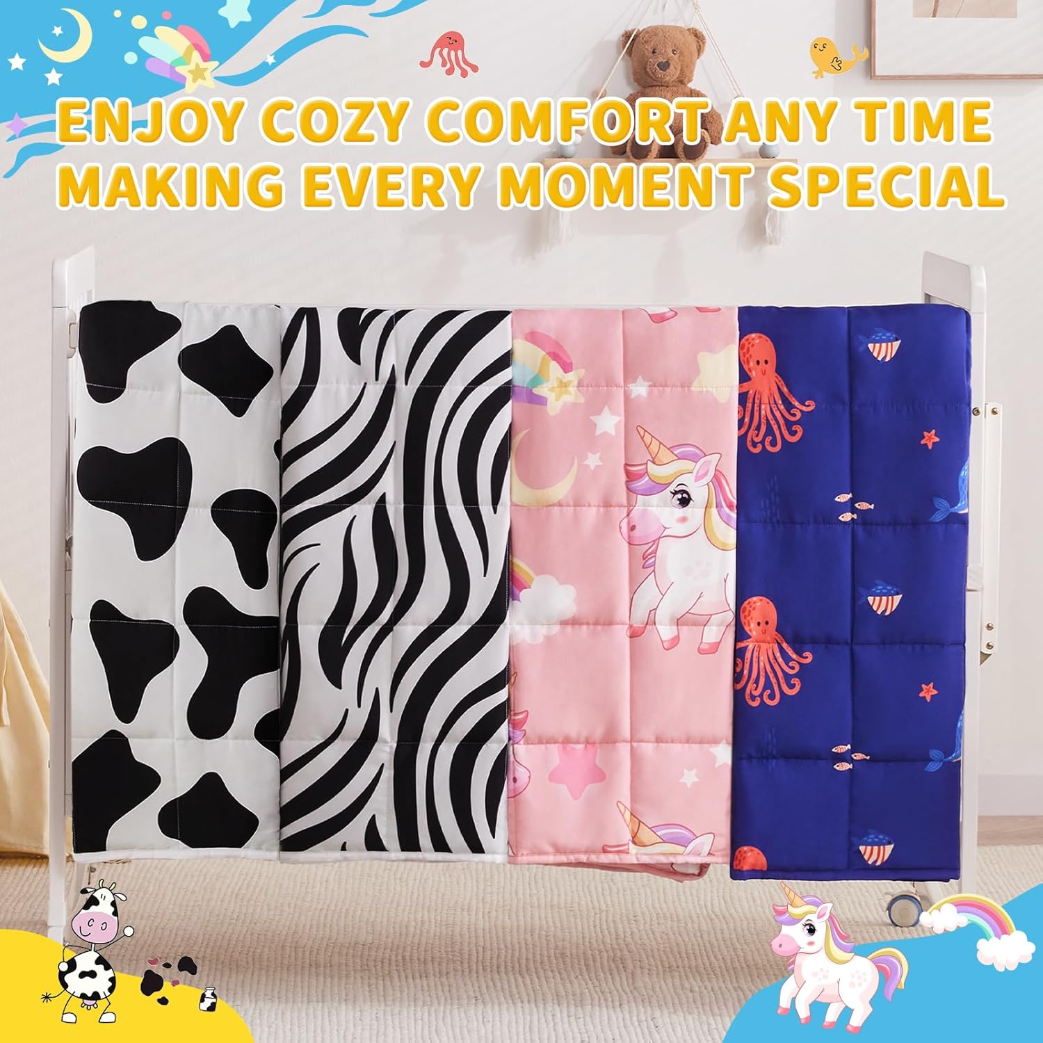 anfie Weighted Blanket Kids (36"x48" 5lbs) Weighted Blanket Cooling Blanket for Sleeping,Throw Size Breathable Blanket with Premium Glass Bead(Pink Unicorn) - Image 7