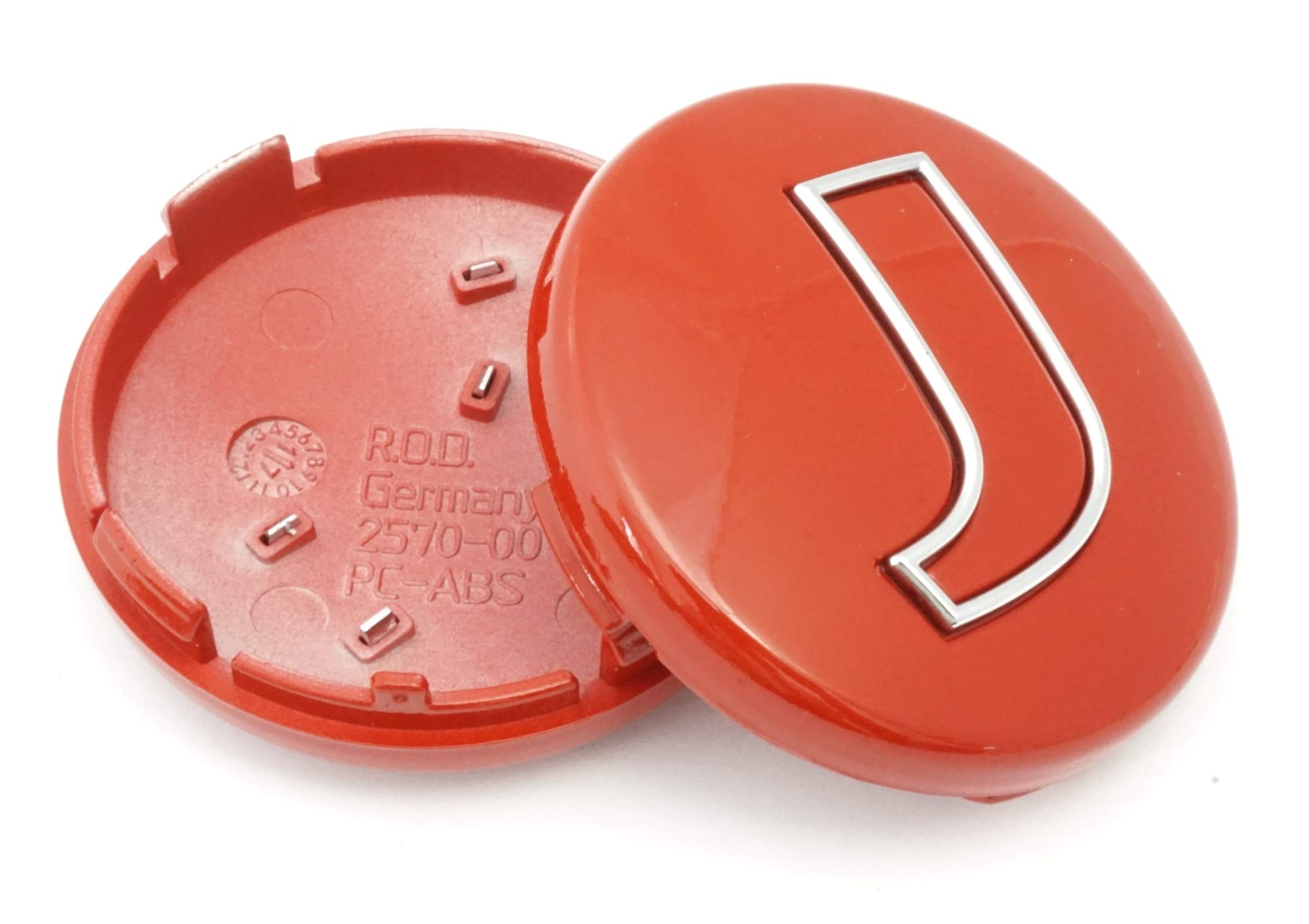 Rondell 2570-00 oryginalne kołpaki do felg, 4 sztuki, kolor czerwony, 60 mm